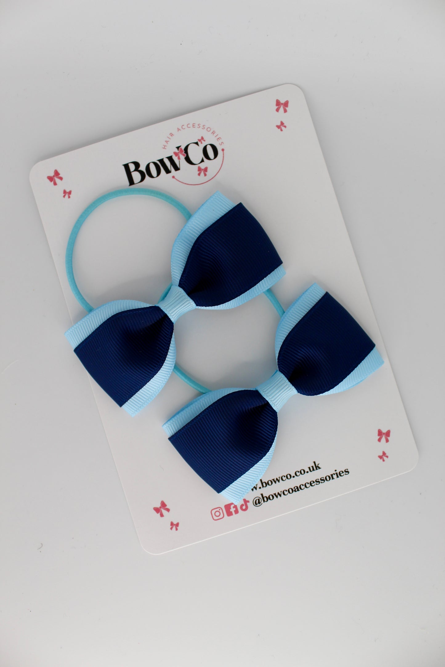 Navy and Blue Topaz - Tuxedo Bow Set - Elastic