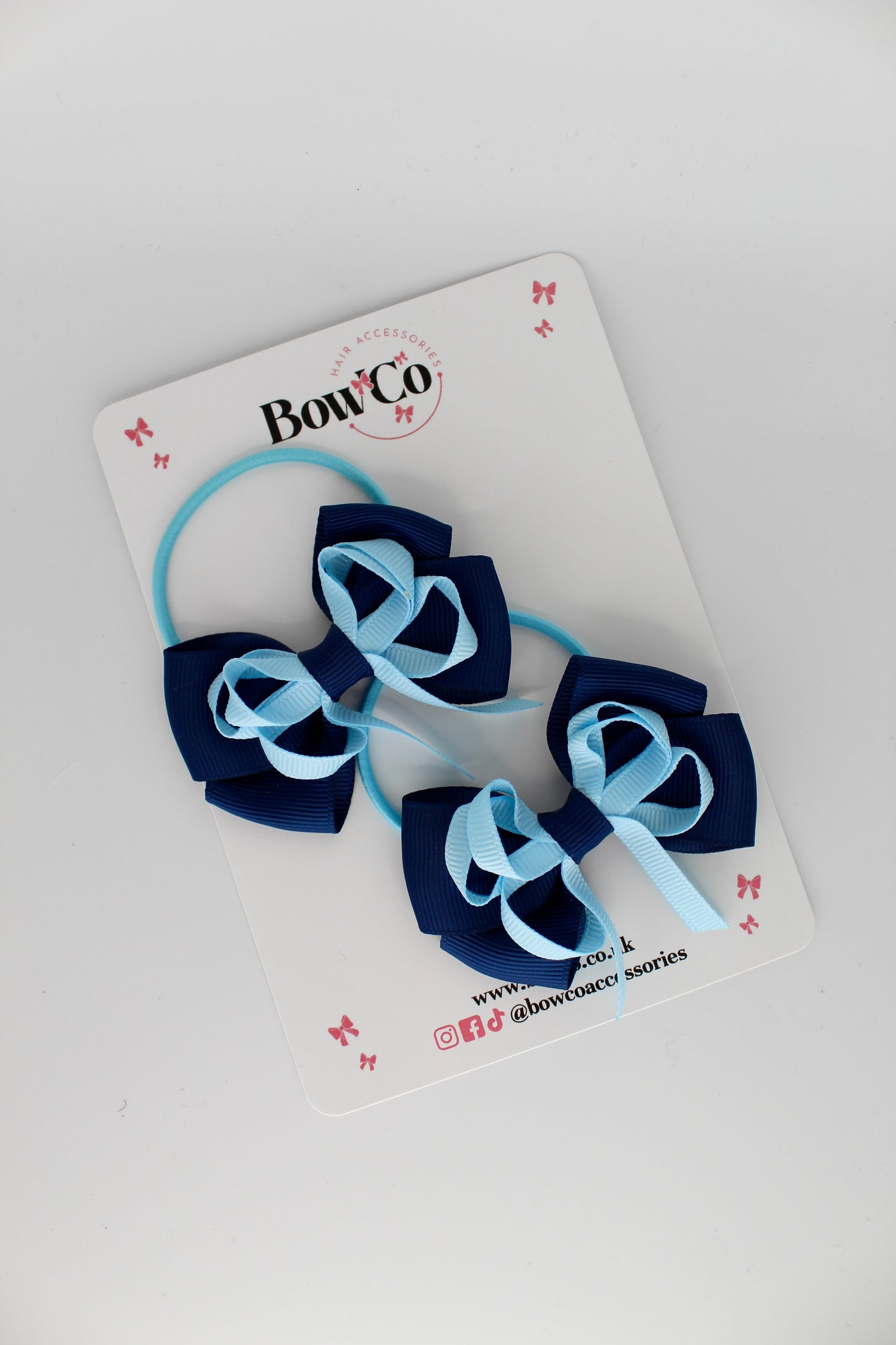 Navy and Blue Topaz - Double Bow Set - Elastic