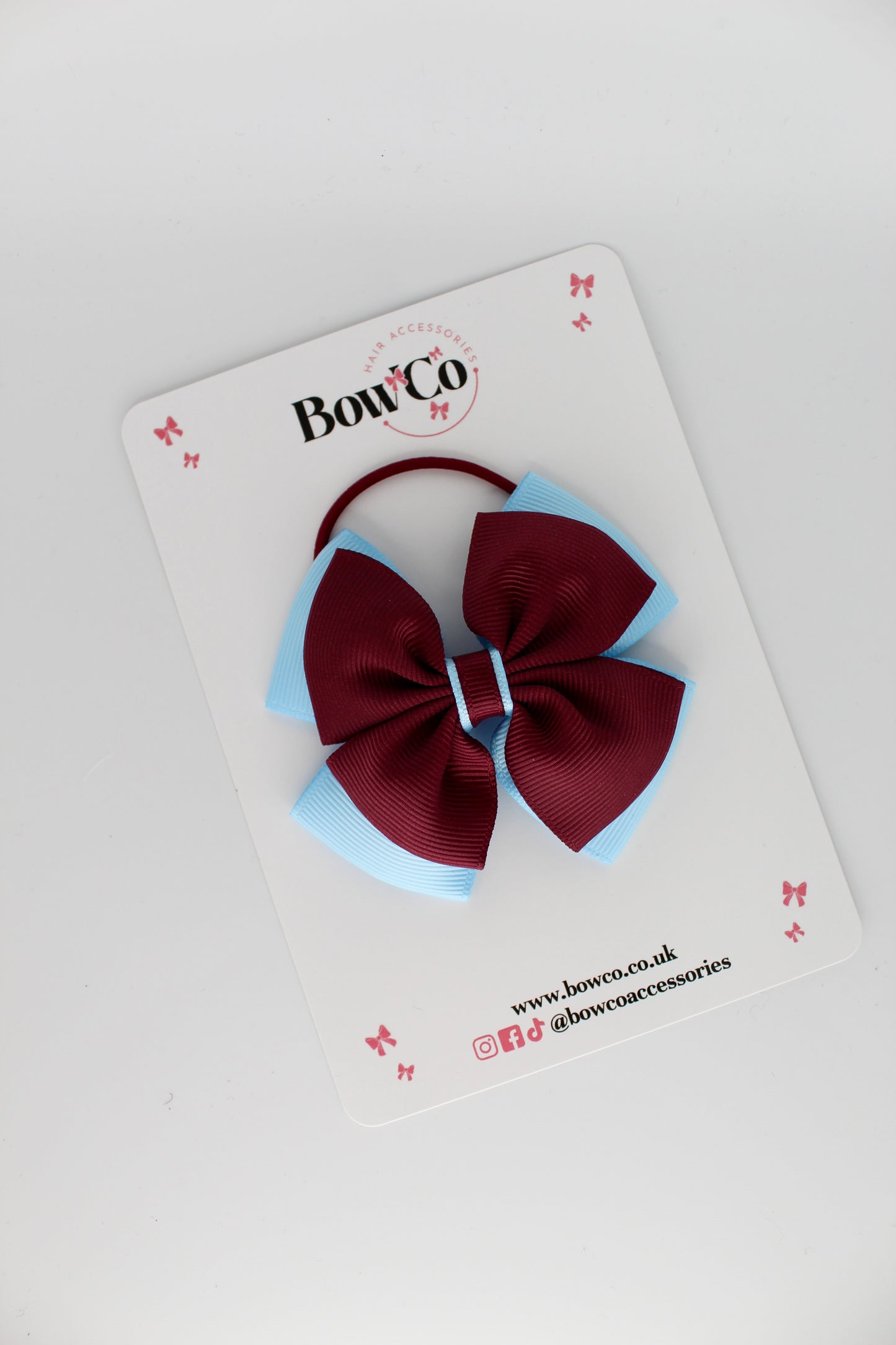 Layer Edge Bow - Elastic - Burgundy and Blue Topaz