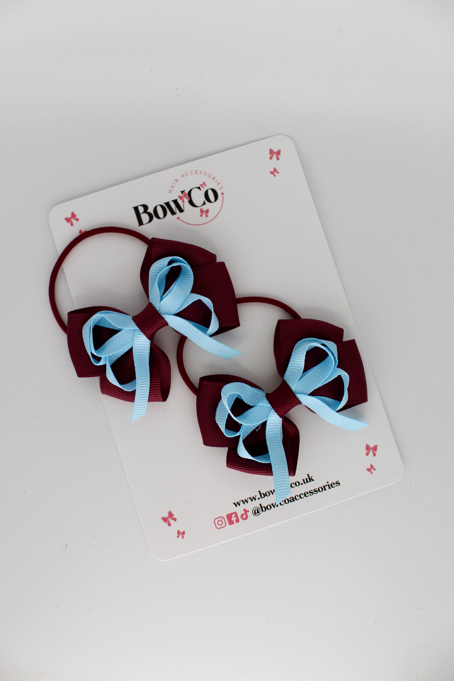Double Bow Set - Elastic - Burgundy and Blue Topaz