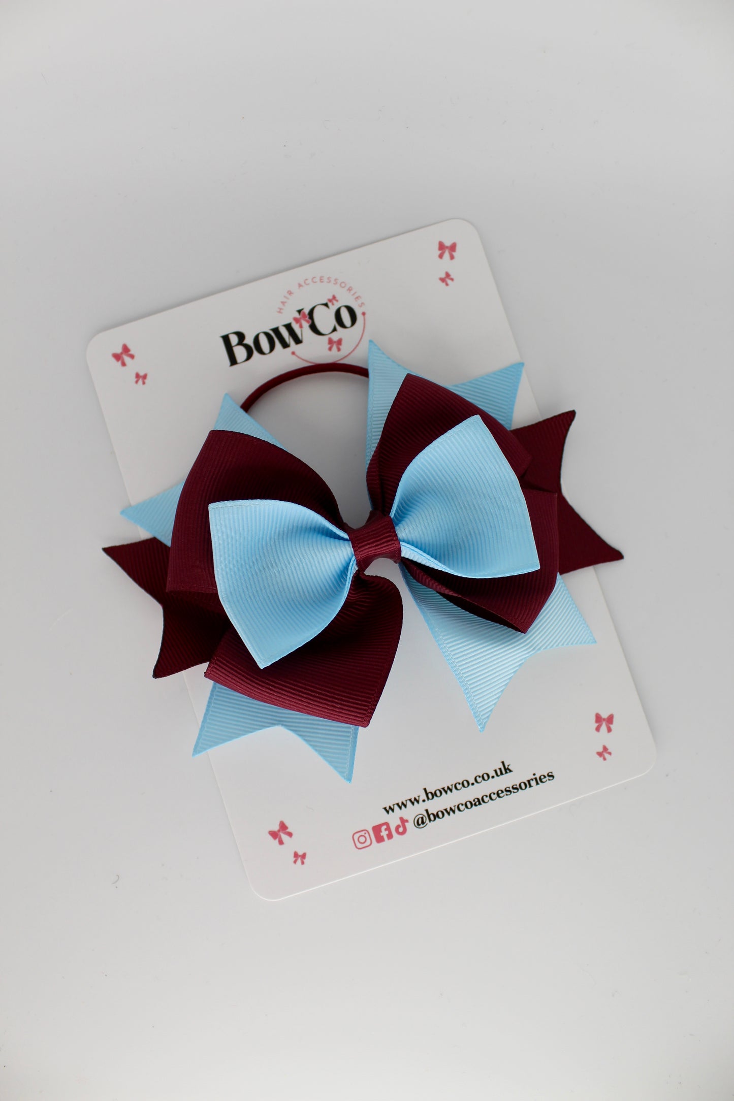 Layer Bow - Elastic - Burgundy and Blue Topaz