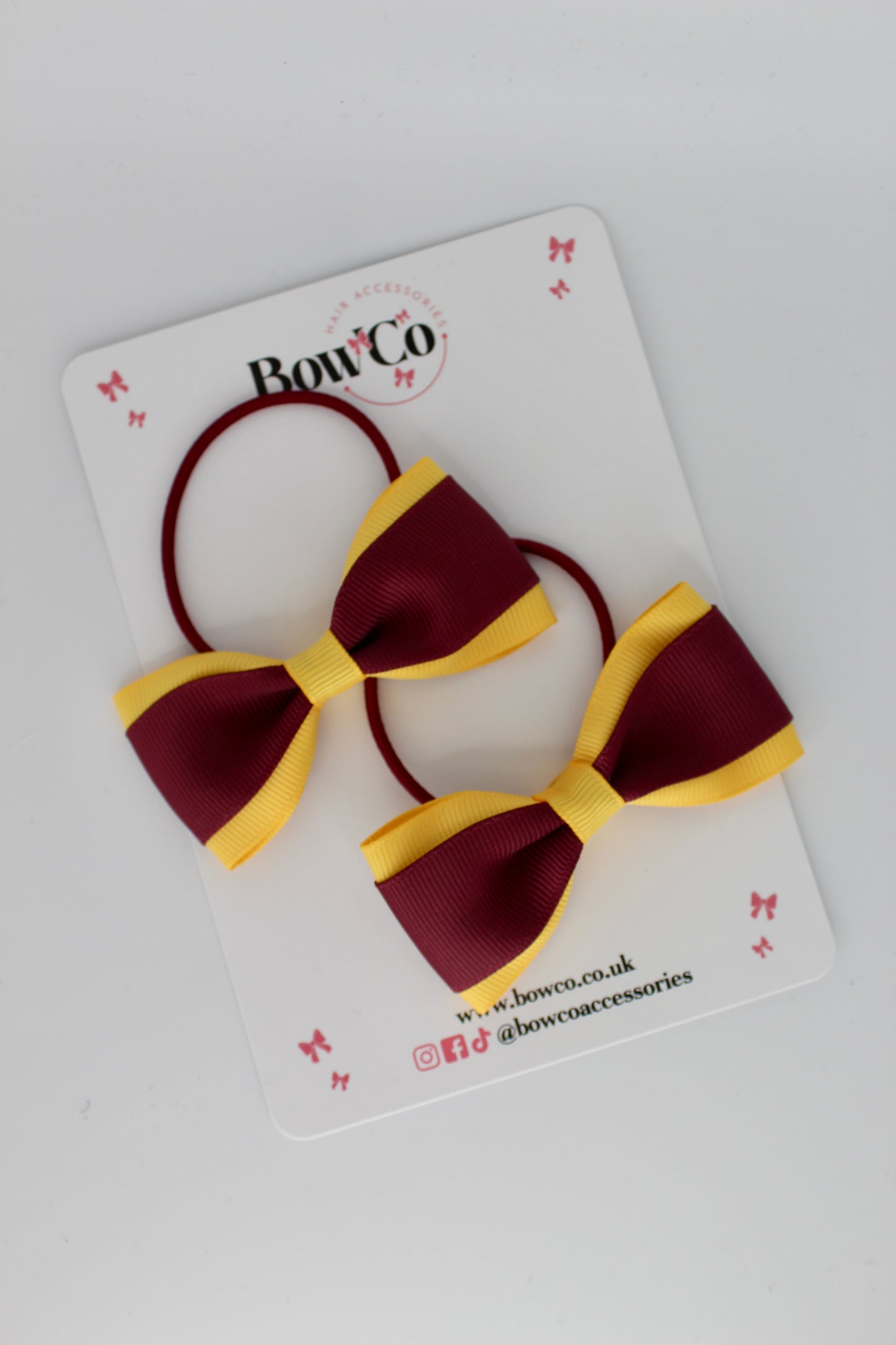 Burgundy and Yellow Gold - Tuxedo Bow Set - Elastic