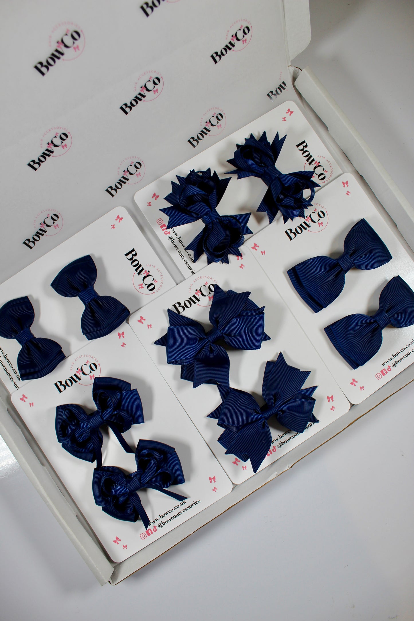 School Bundle 10 Bows - 5 Matching Pairs - Navy