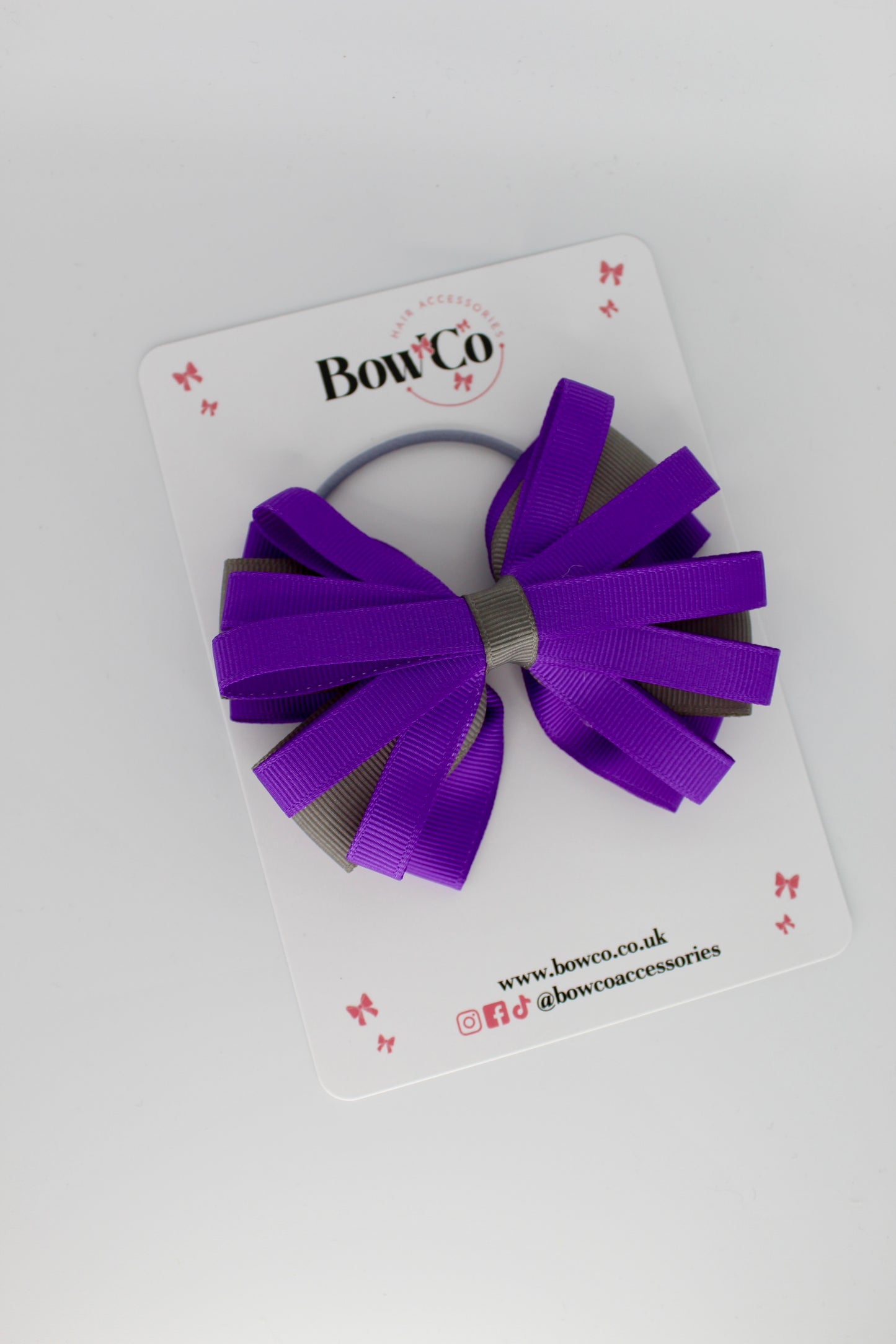 Purple and Metal Grey -Spiral Bow