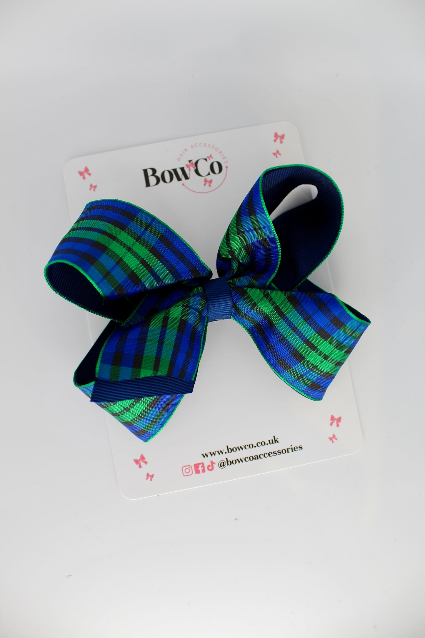 4-Inch Loop Navy Blue Tartan Hair Bow