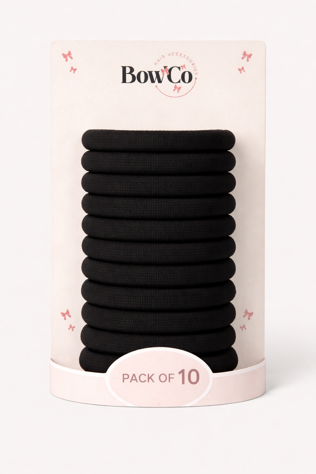 10 Elastic School Hair Bobbles - Black - Non Damage