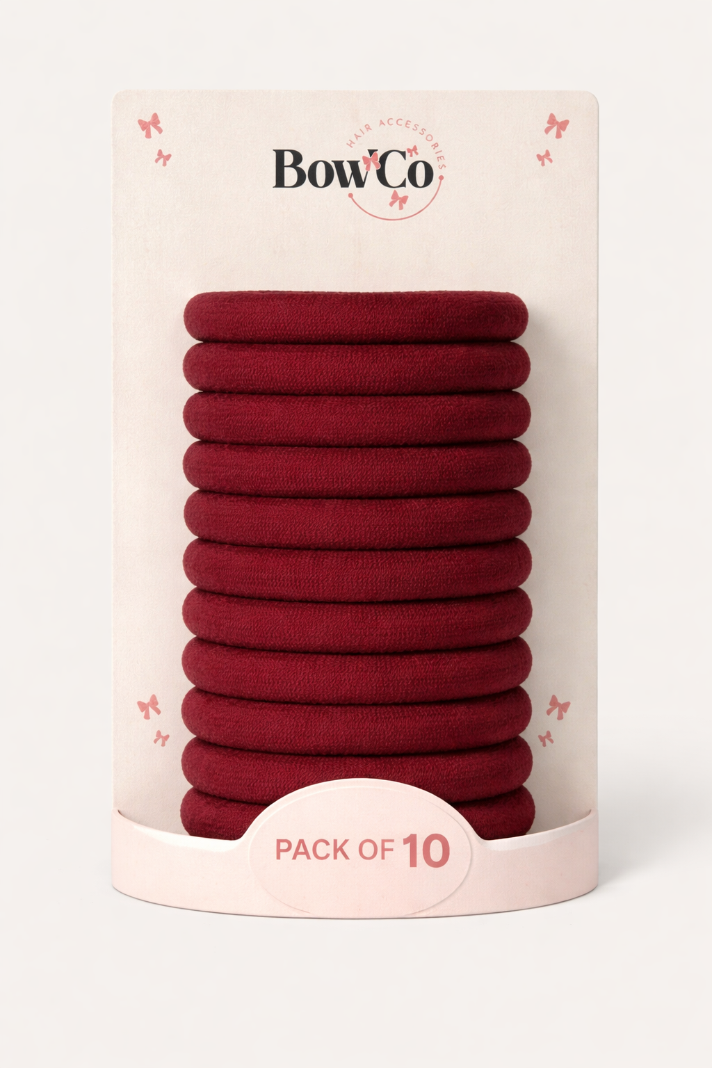 10 Elastic School Hair Bobbles - Burgundy - Non Damage