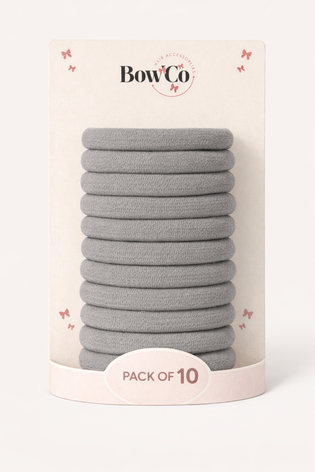 10 Elastic School Hair Bobbles - Grey - Non Damage