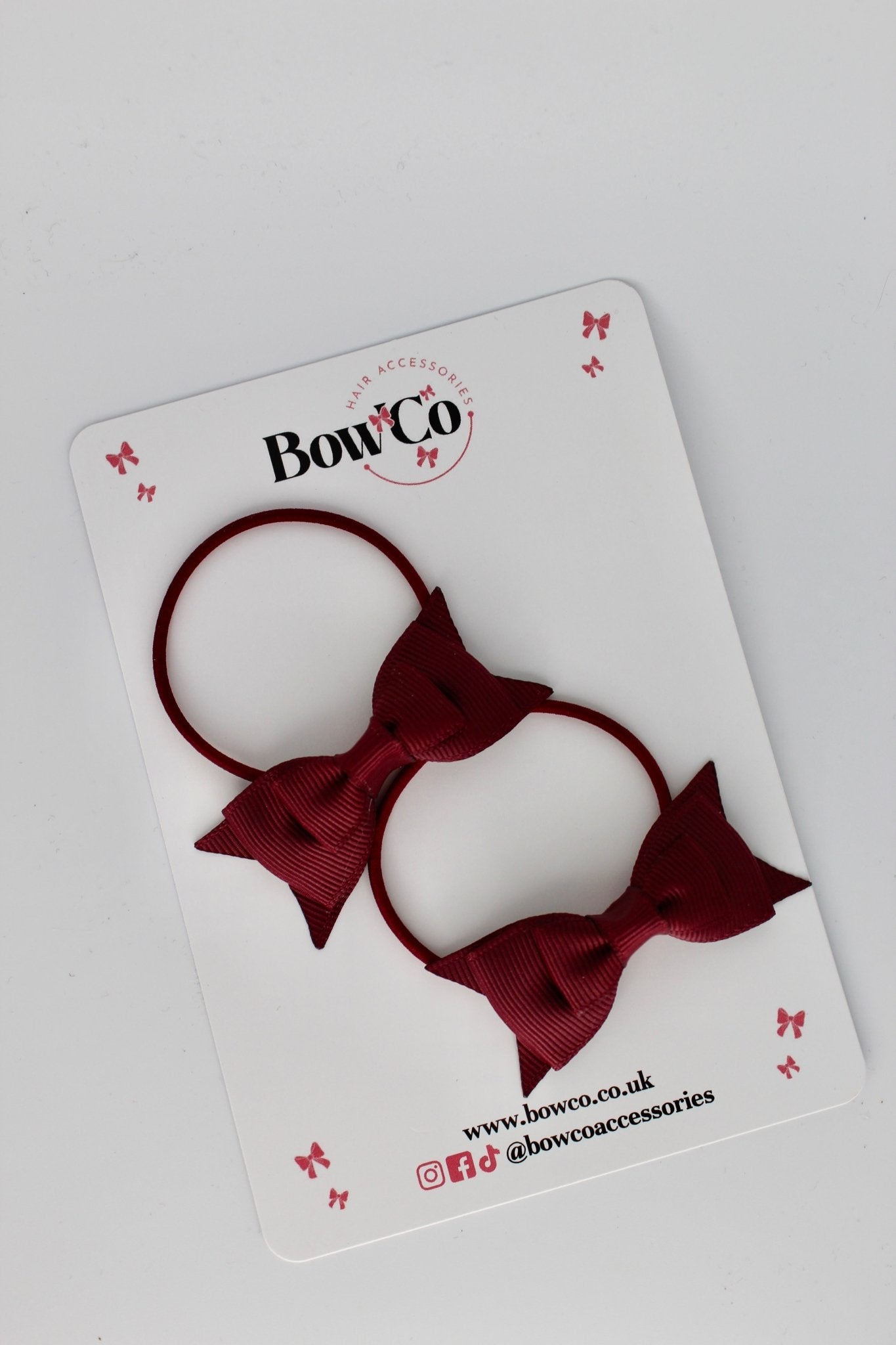 2.5 Inch Butterfly Bow - Elastic - 2 Pack - Burgundy