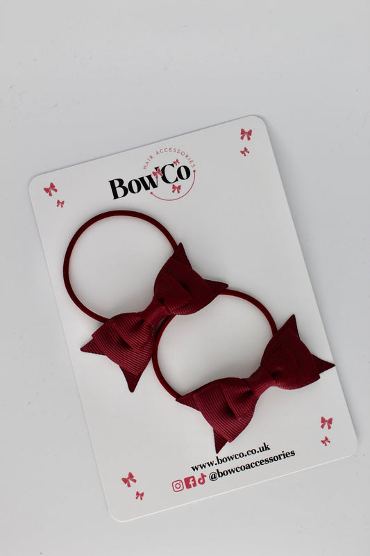 2.5 Inch Butterfly Bow - Elastic - 2 Pack - Burgundy