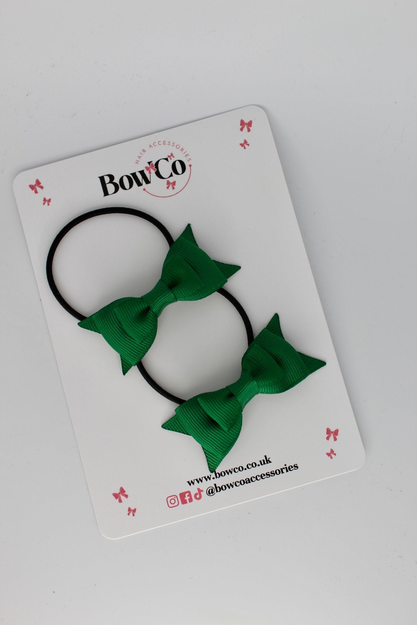 2.5 Inch Butterfly Bow - Elastic - 2 Pack - Forest Green