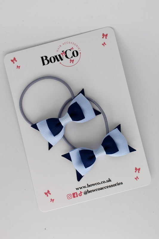 2.5 Inch Butterfly Bow - Elastic - 2 Pack - Navy and Bluebell