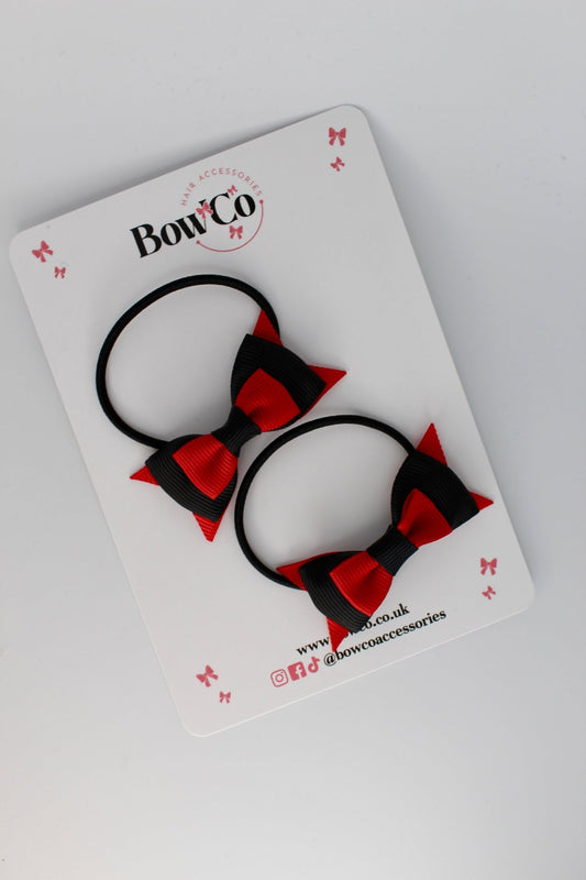 2.5 Inch Butterfly Bow - Elastic - 2 Pack - Red and Black