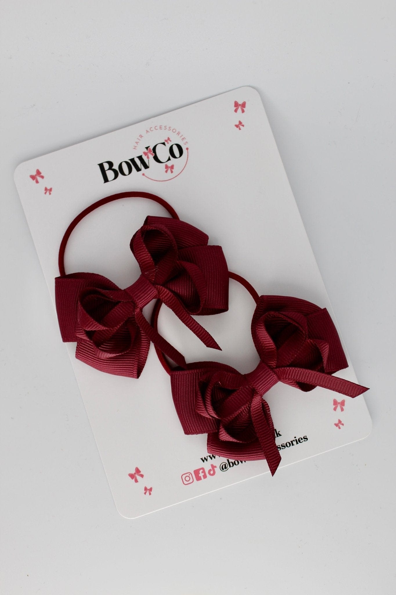 Burgundy - Double Bow Set - Elastic