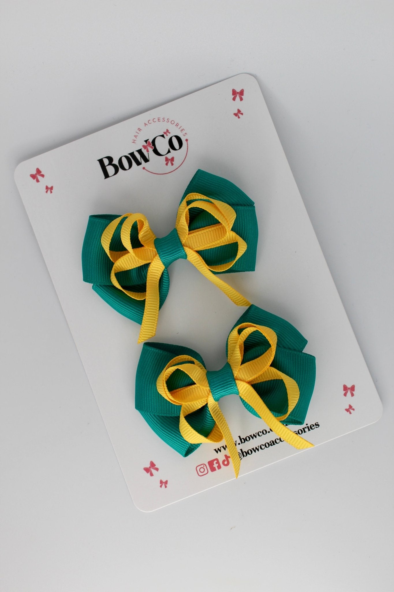 Jade Green and Yellow Gold - Double Bow Set - Clip