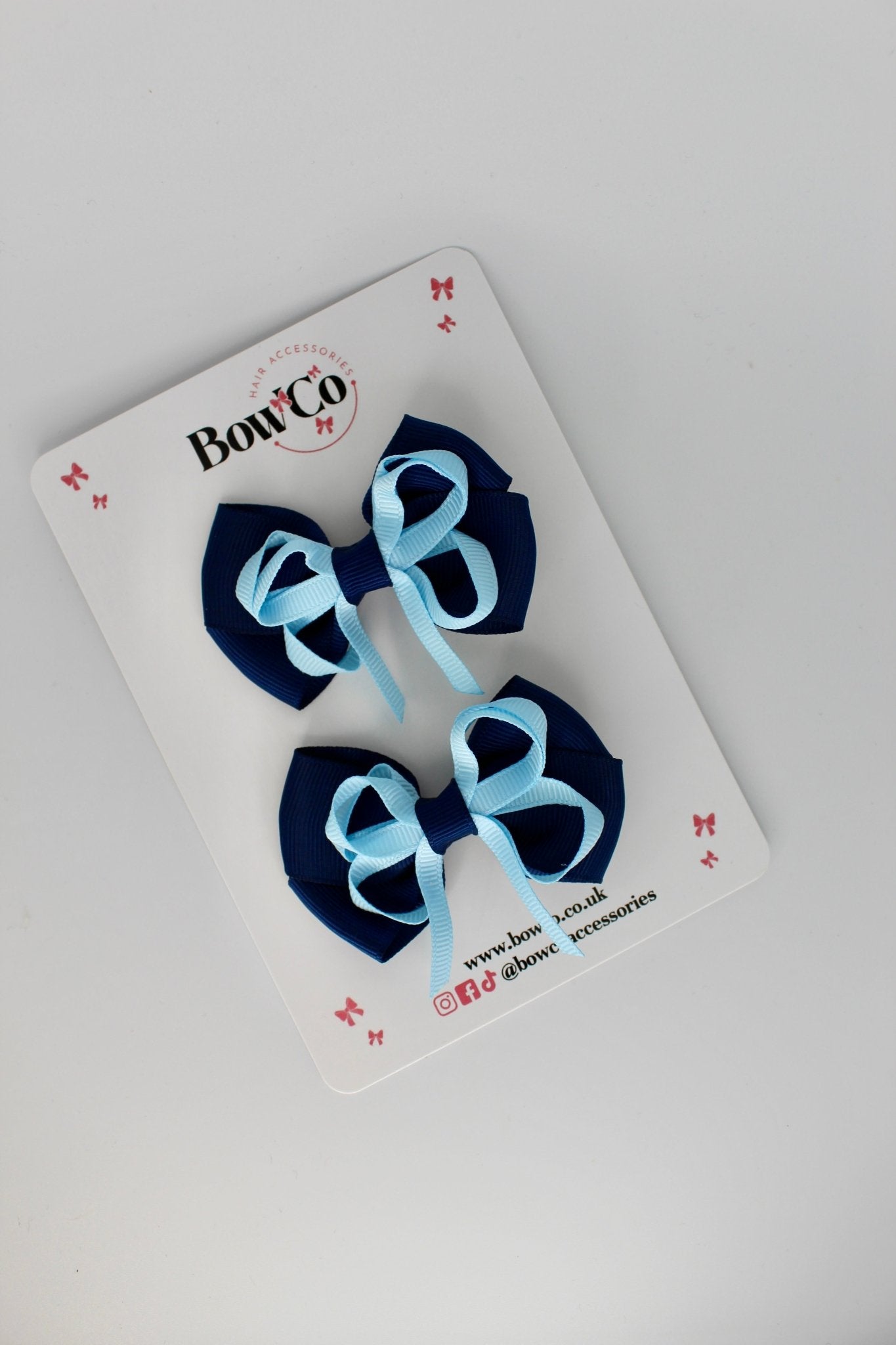 Navy Blue and Blue Topaz - Double Bow Set - Clip