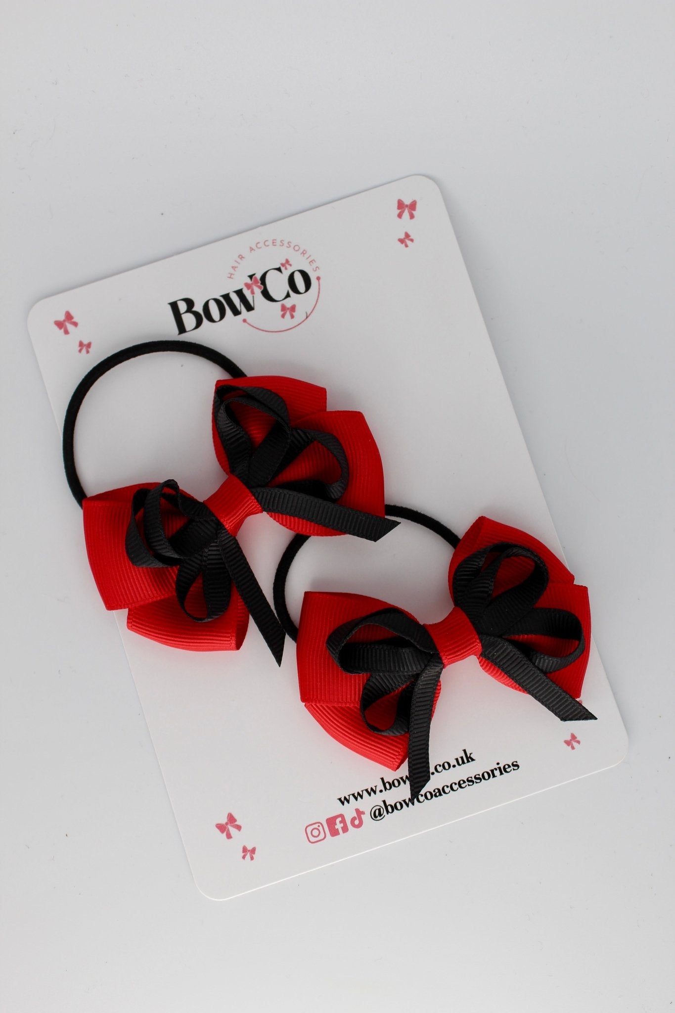 Red and Black - Double Bow Set - Elastic