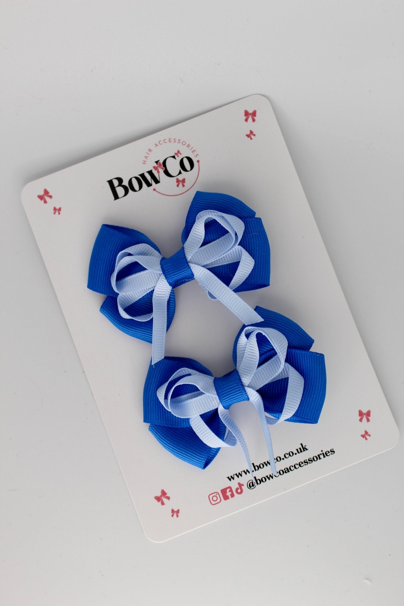 Royal Blue and Bluebell - Double Bow Set - Clip