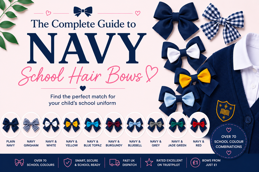 Navy School Hair Bows & Hair Accessories | BowCo Colour Guide
