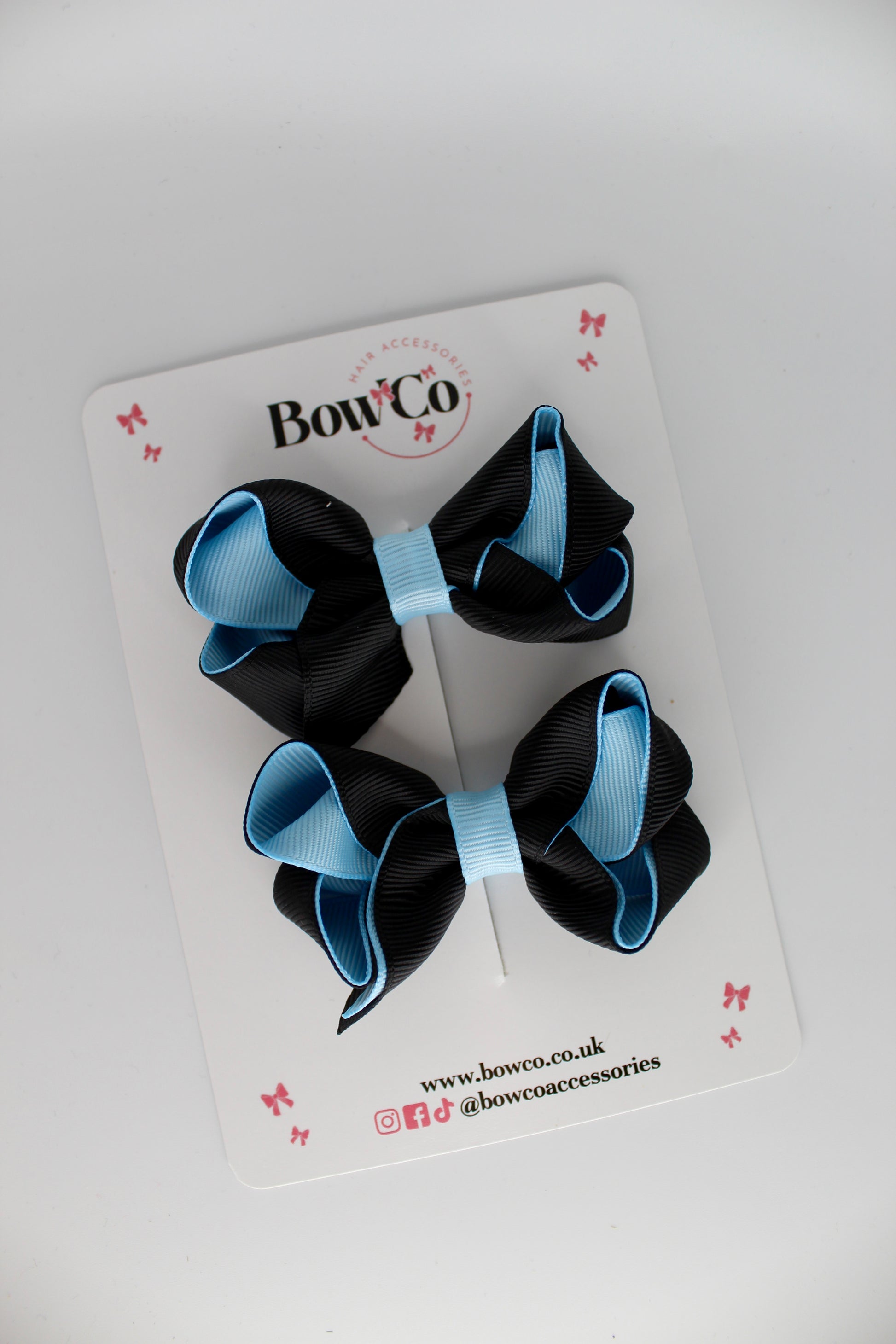 Loop Bow Set - Clip - Navy Blue and Blue Topaz
