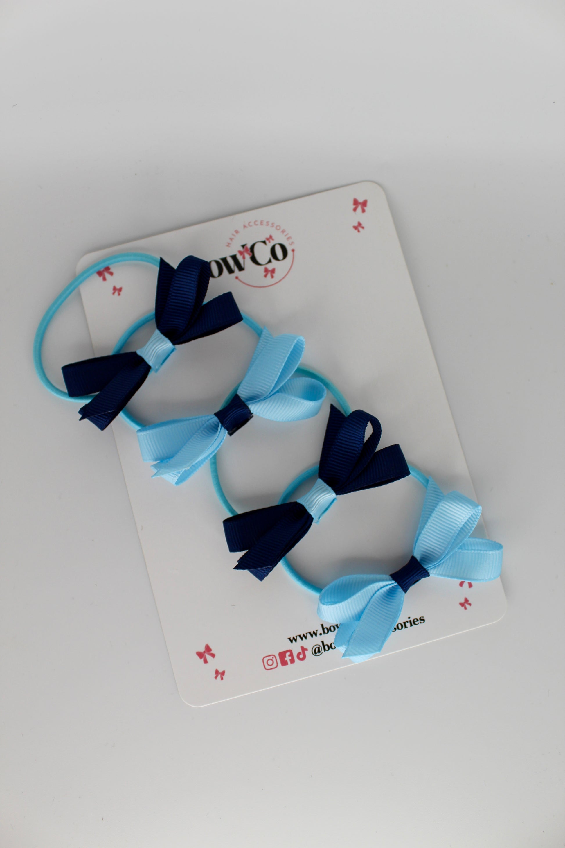 Ballerina Bows - Set of 4 - Elastic - Navy Blue and Blue Topaz