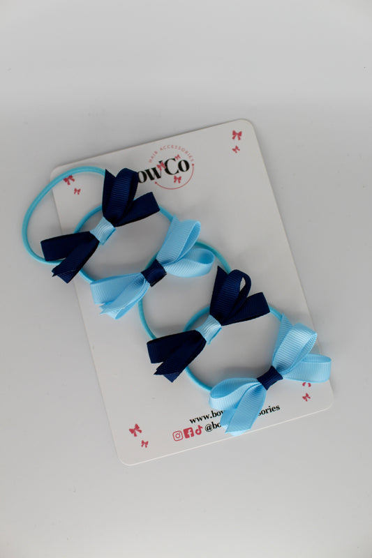 Ballerina Bows - Set of 4 - Elastic - Navy Blue and Blue Topaz