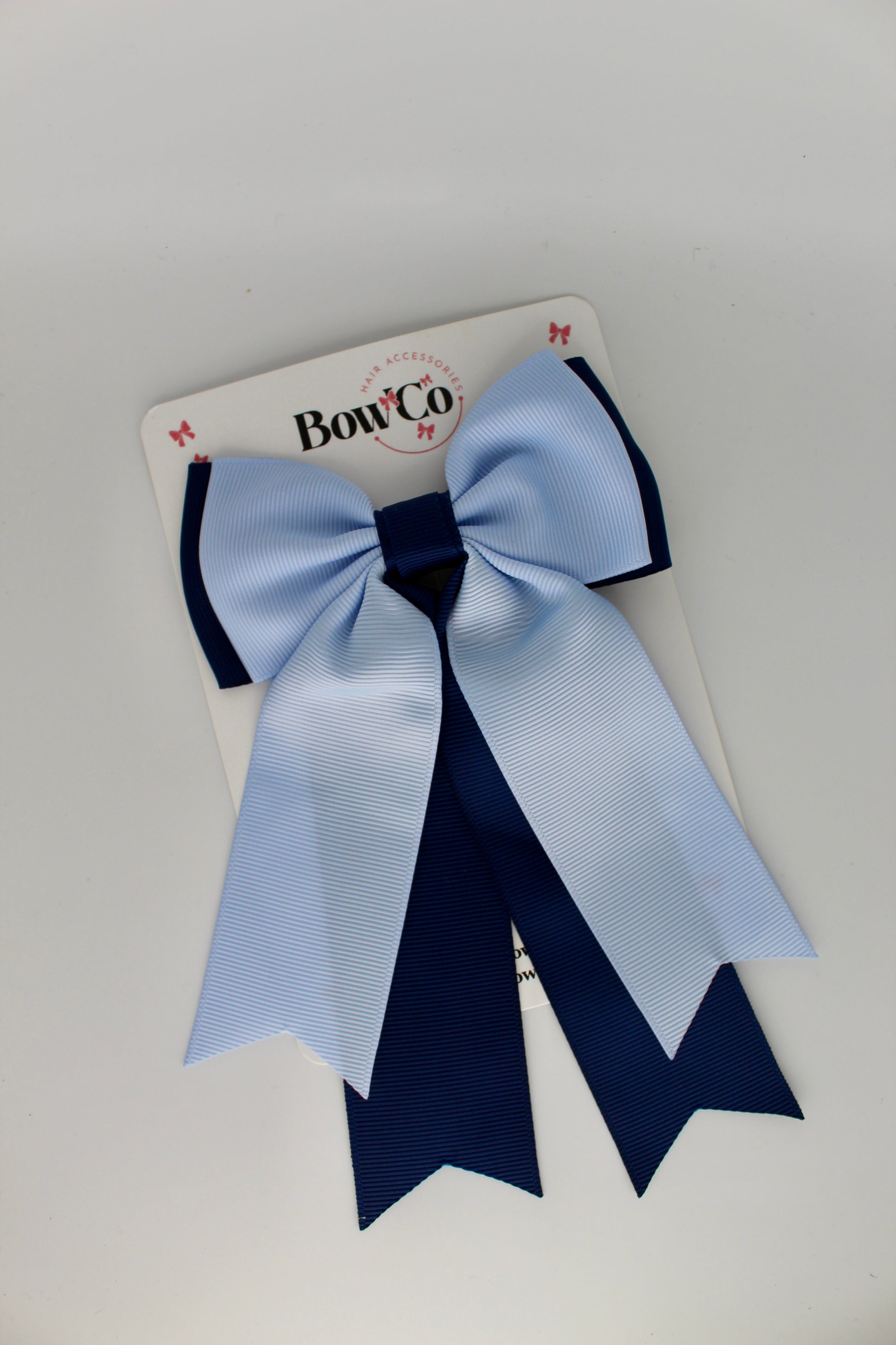 Classic Tail Bow - Clip - Navy Blue and Bluebell