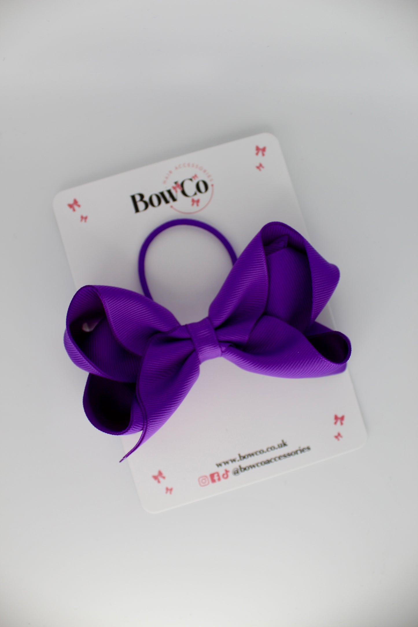 4 Inch Loop Bow - Elastic - Purple