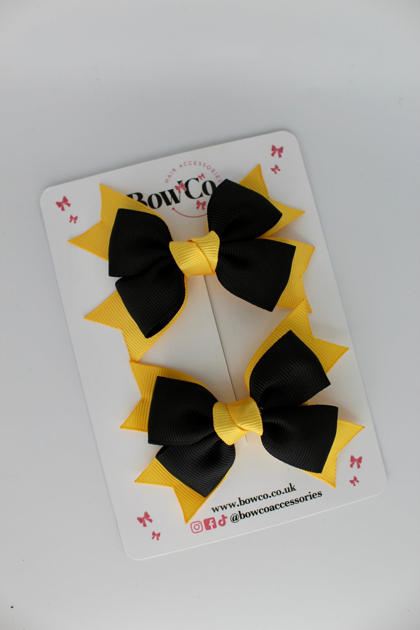 Knot Bow Set - Clip - Black and Yellow Gold