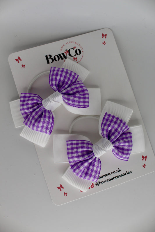 Layer Bow Set - Lilac Gingham - Elastic