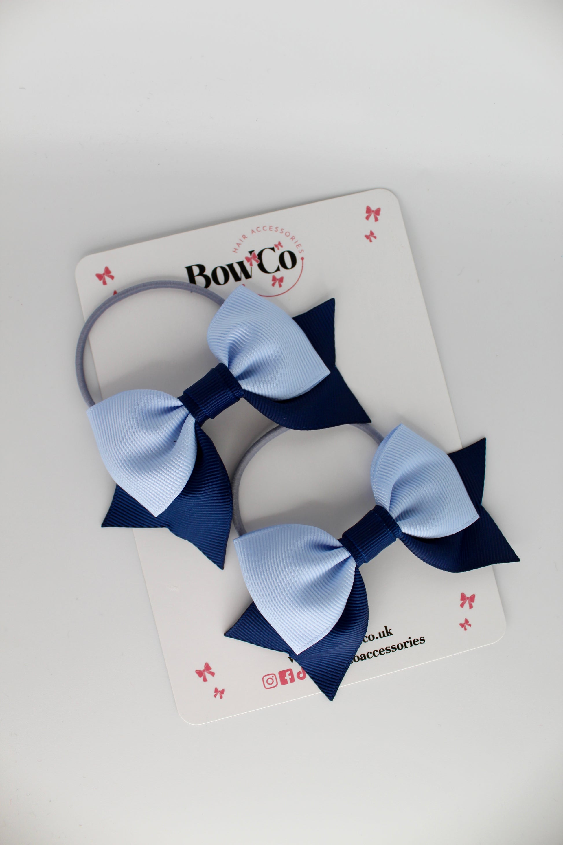 Double Knot Bow Tail Set - Elastic - Navy Blue and Bluebell