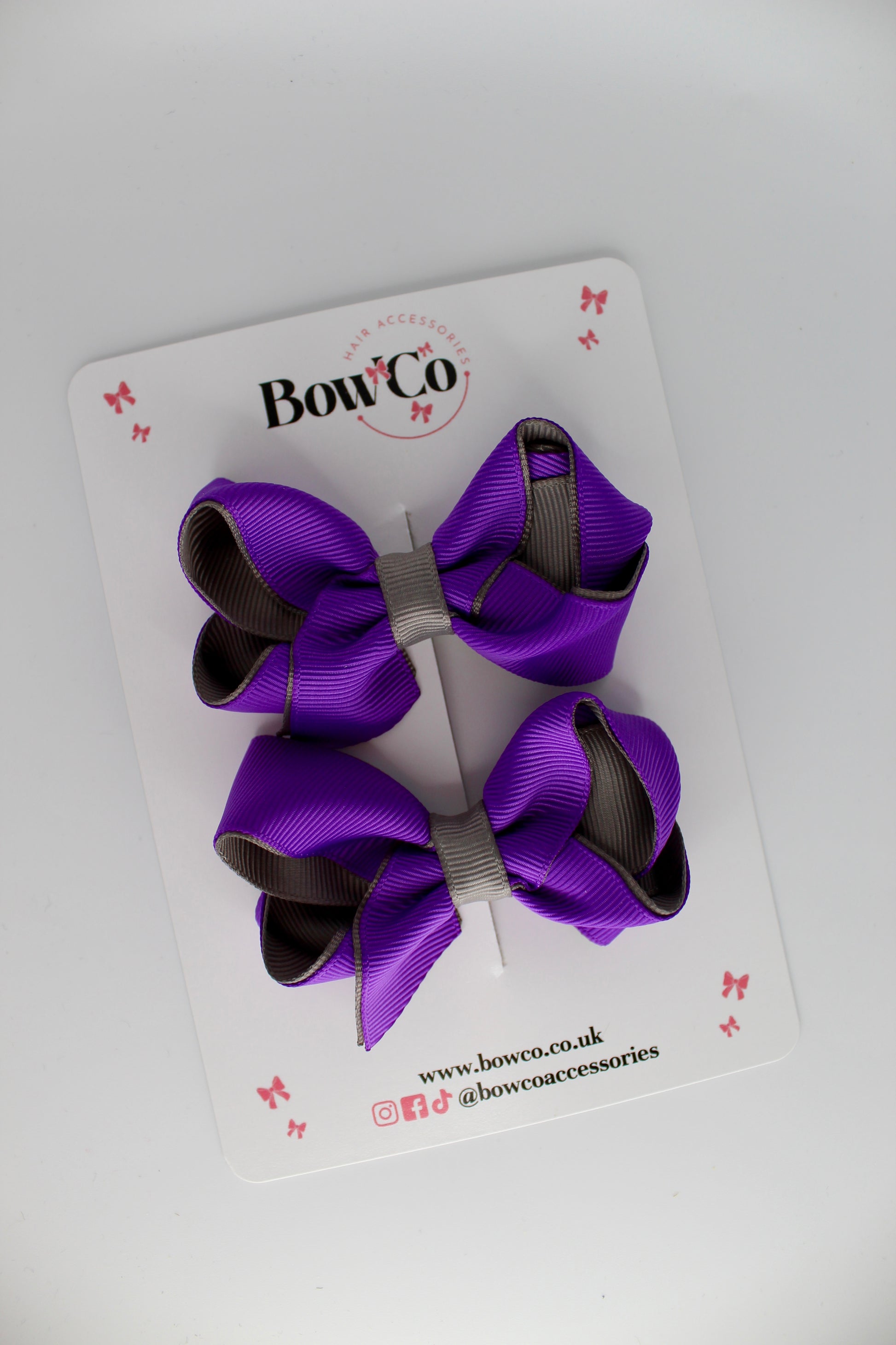 Loop Bow Set - Clip - Purple and Metal Grey