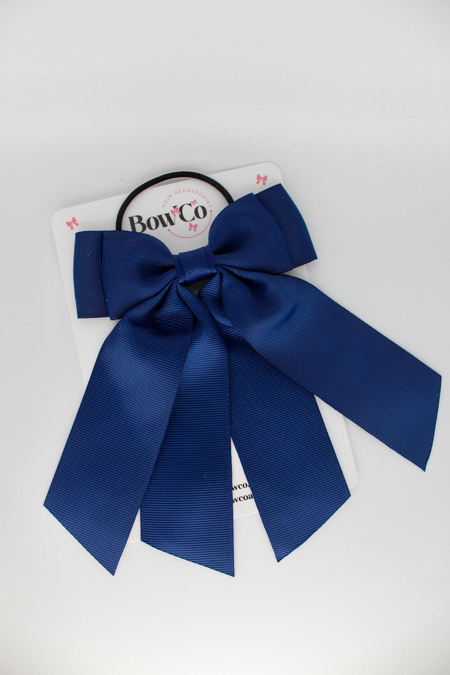 Double Layer Tail Bow – Elastic - Navy Blue