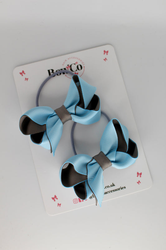 Loop Bow Set - Elastic - Blue Topaz and Metal Grey