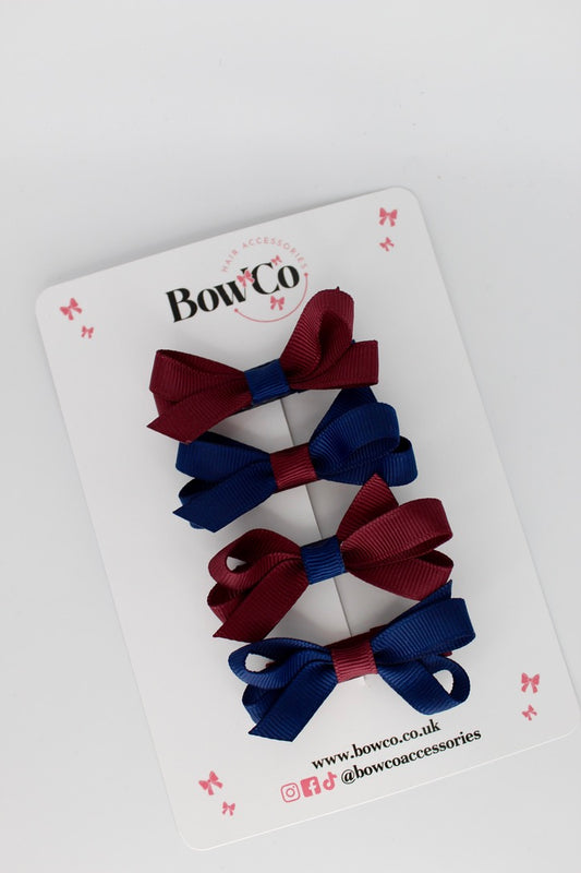Ballerina Bows - Set of 4 - Clip - Navy Blue and Burgundy
