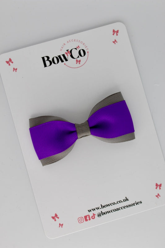 Purple and Grey - Tuxedo Bow - Clip