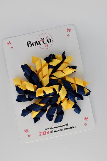 School Bow Navy and Yellow Gold - Corker Bow - Clip