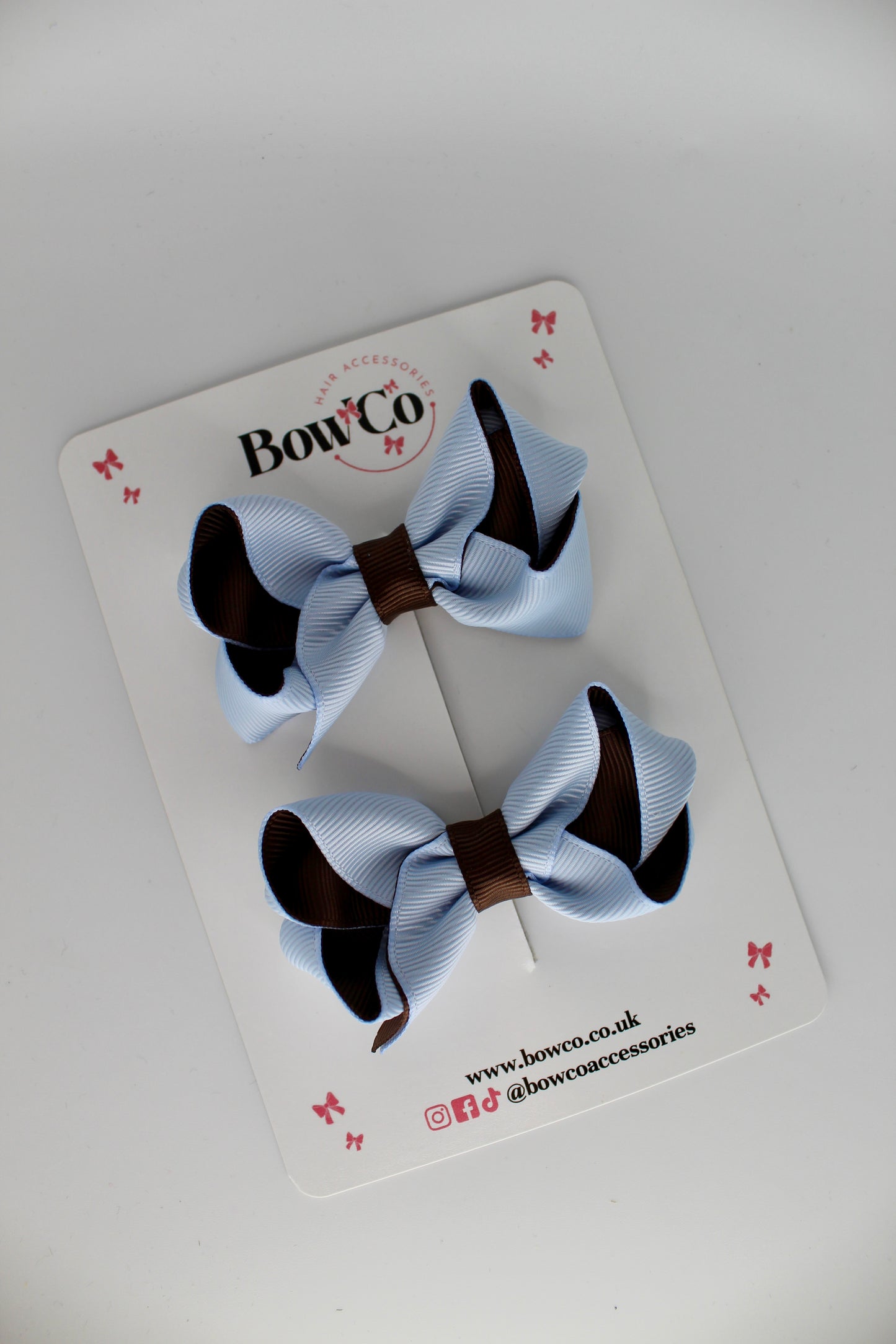 Loop Bow Set - Clip - Bluebell and Brown