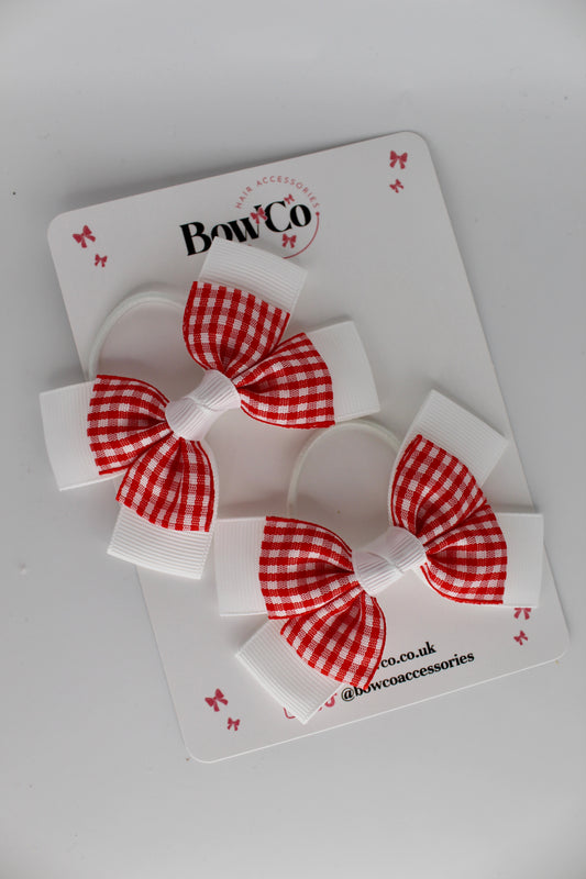 Loop Bow Set - Red Gingham - Elastic