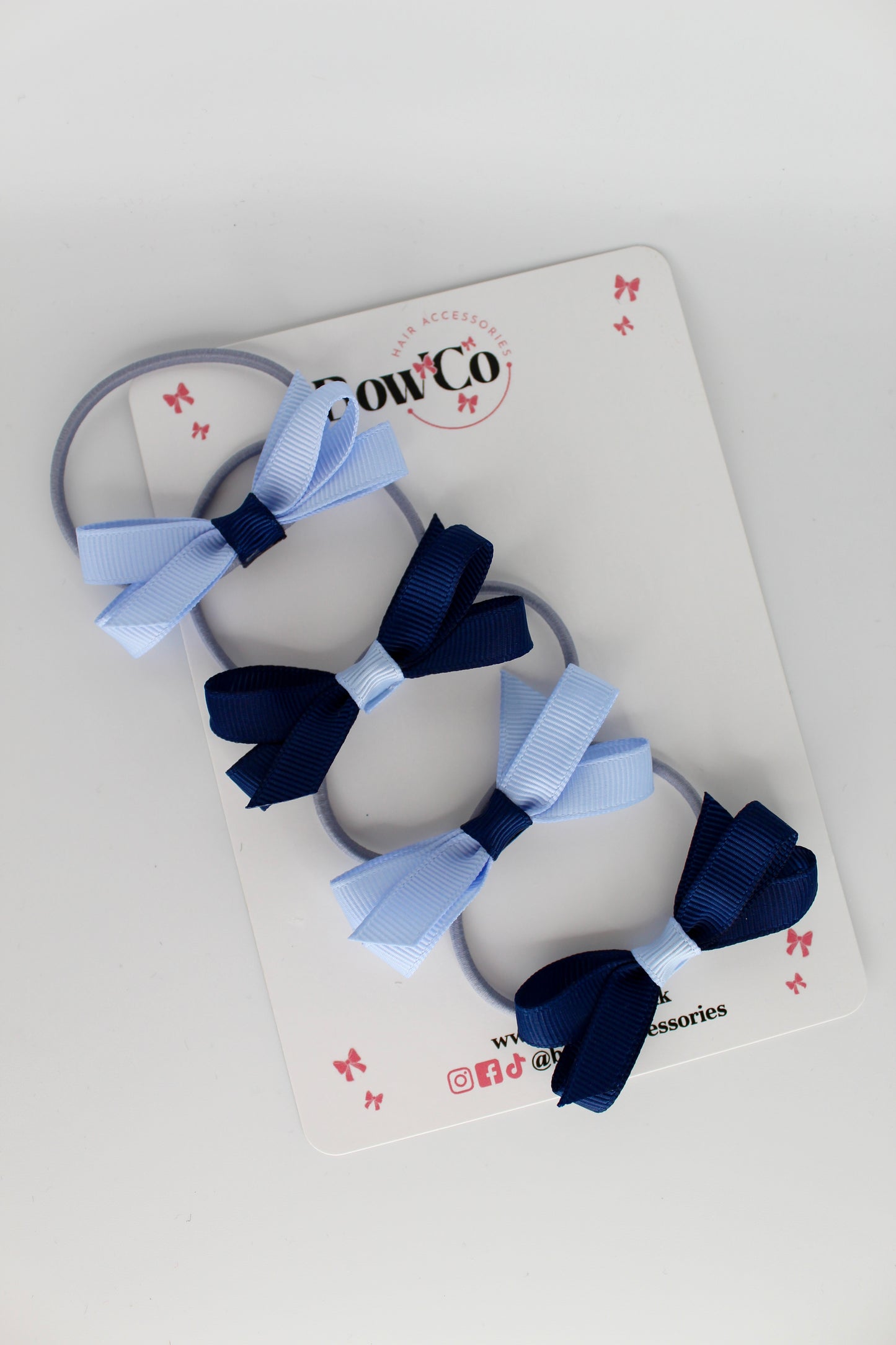 Ballerina Bows - Set of 4 - Elastic - Navy Blue and Bluebell
