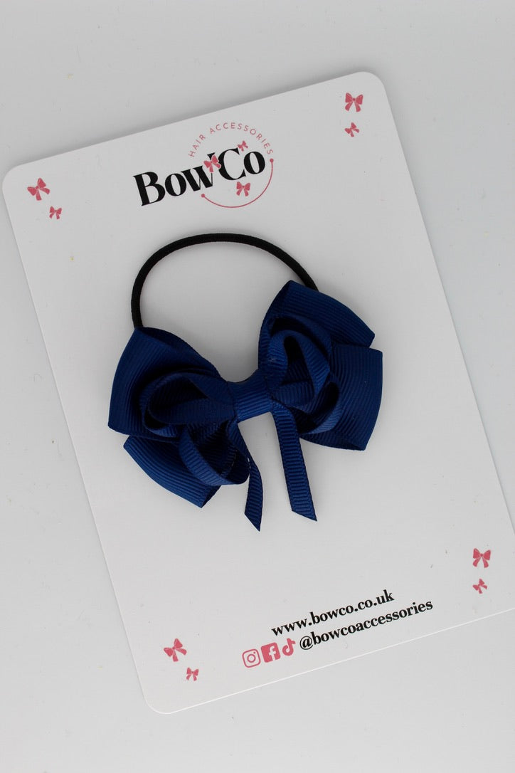 Navy Blue - Double Bow - Elastic