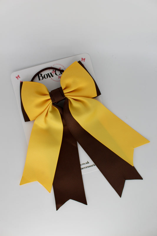Classic Tail Bow - Elastic - Brown and Yellow Gold