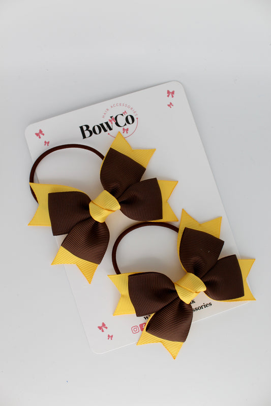 Knot Bow Set - Elastic - Brown and Yellow Gold