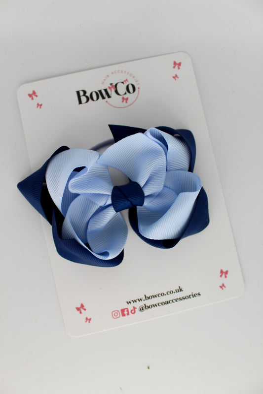 Double Loop Bow - Elastic - Navy Blue and Bluebell