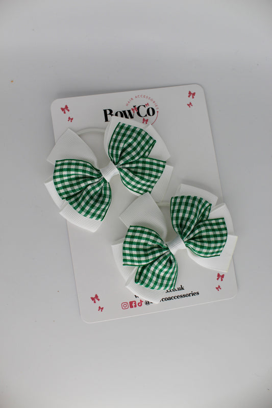 Pinwheel Bow Set - Gingham Green