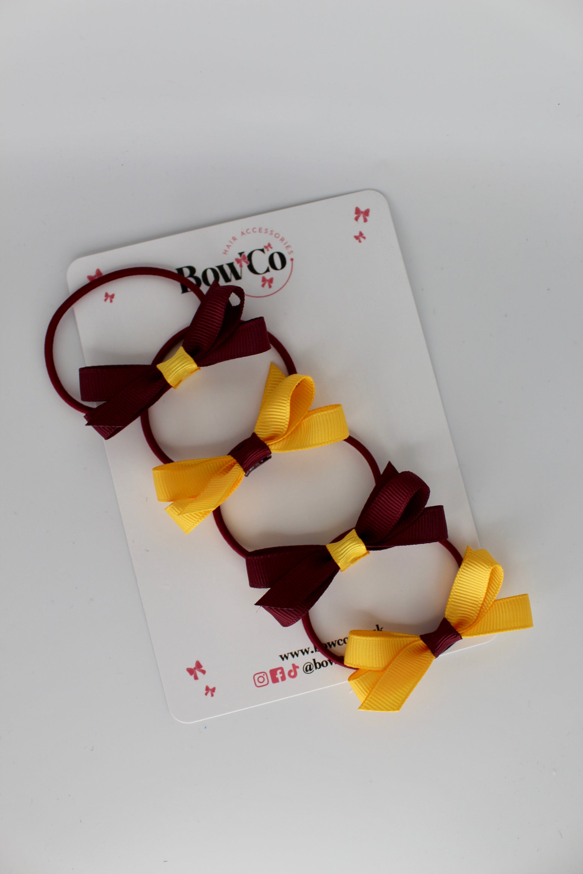 Ballerina Bows - Set of 4 - Elastic - Burgundy and Yellow Gold