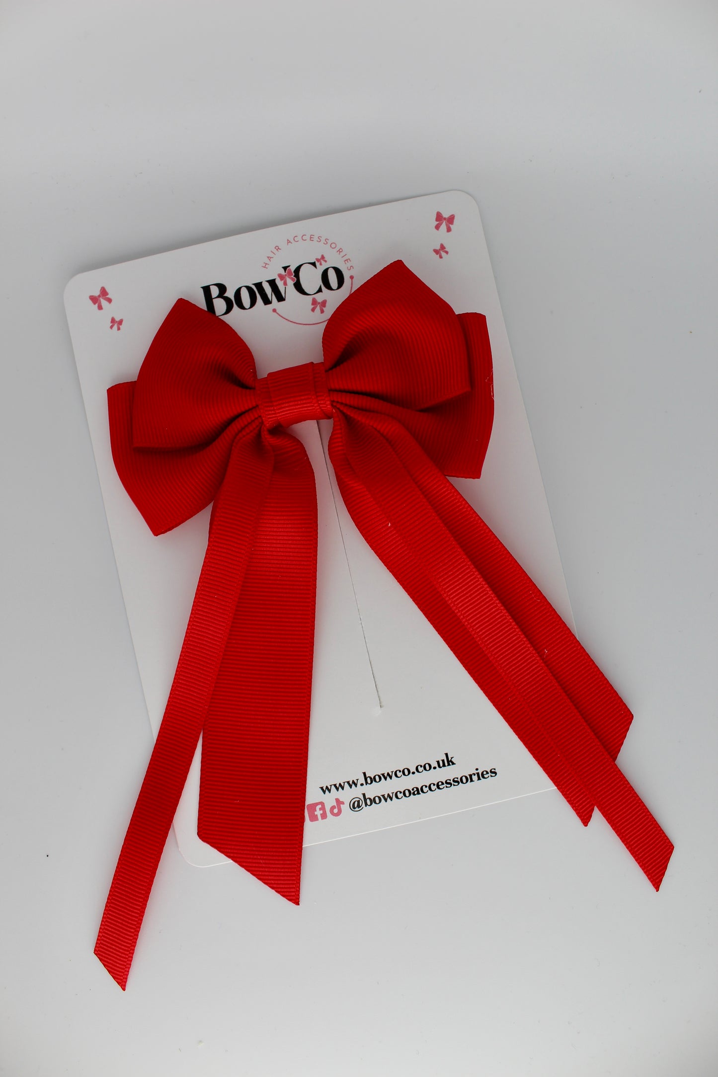 Streamer Tail Bow - Clip - Red