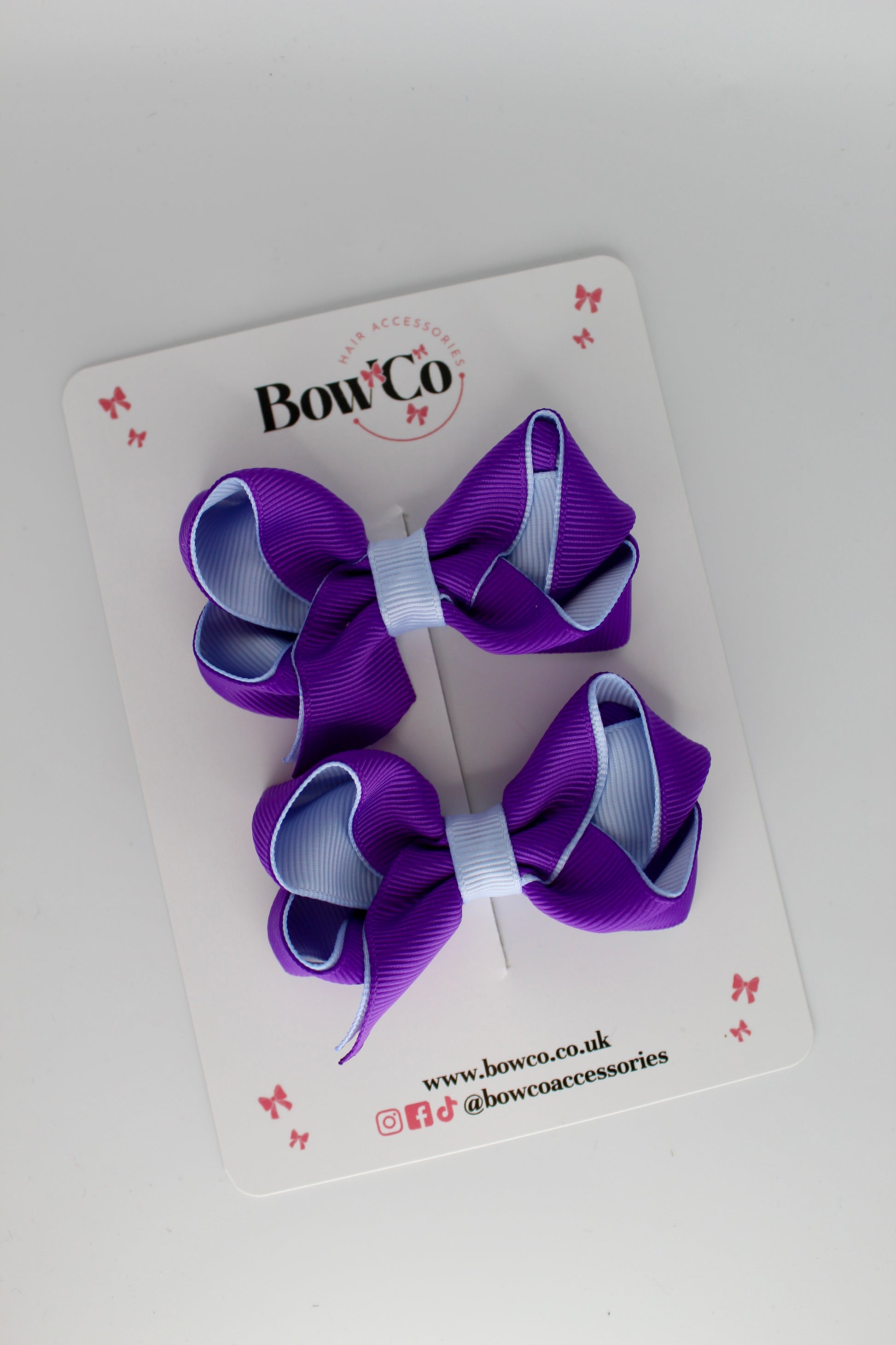 Loop Bow Set - Clip - Purple and Bluebell