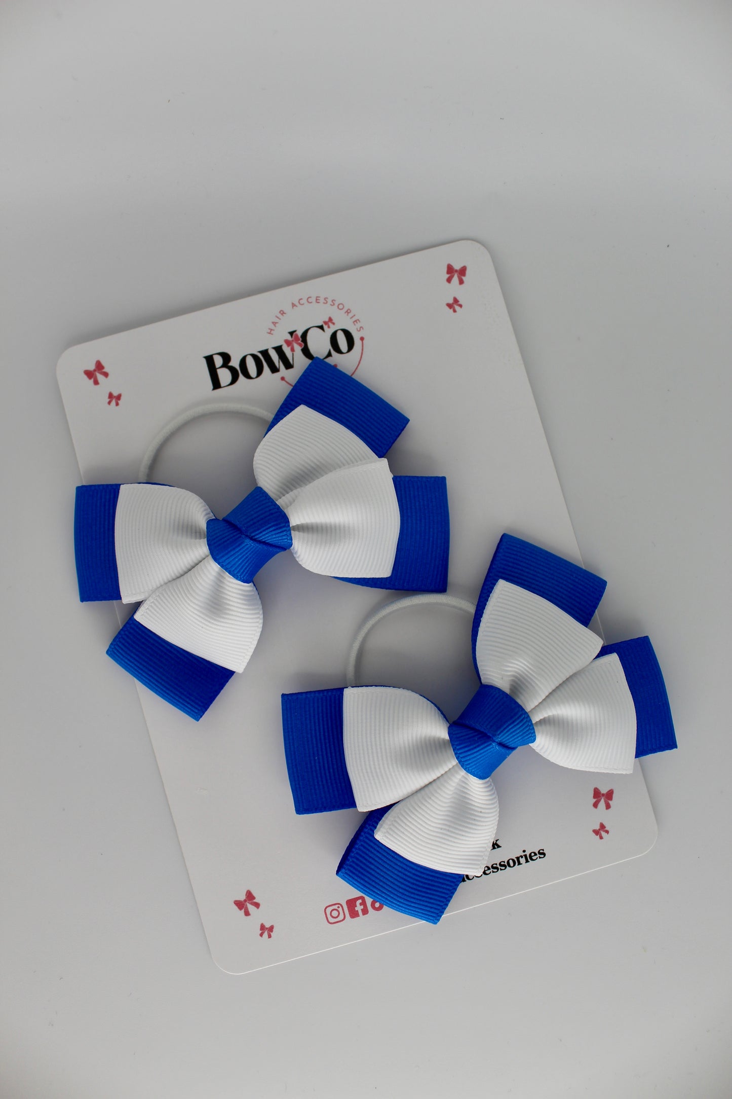 Layer Bow Set - Elastic - Royal Blue and White