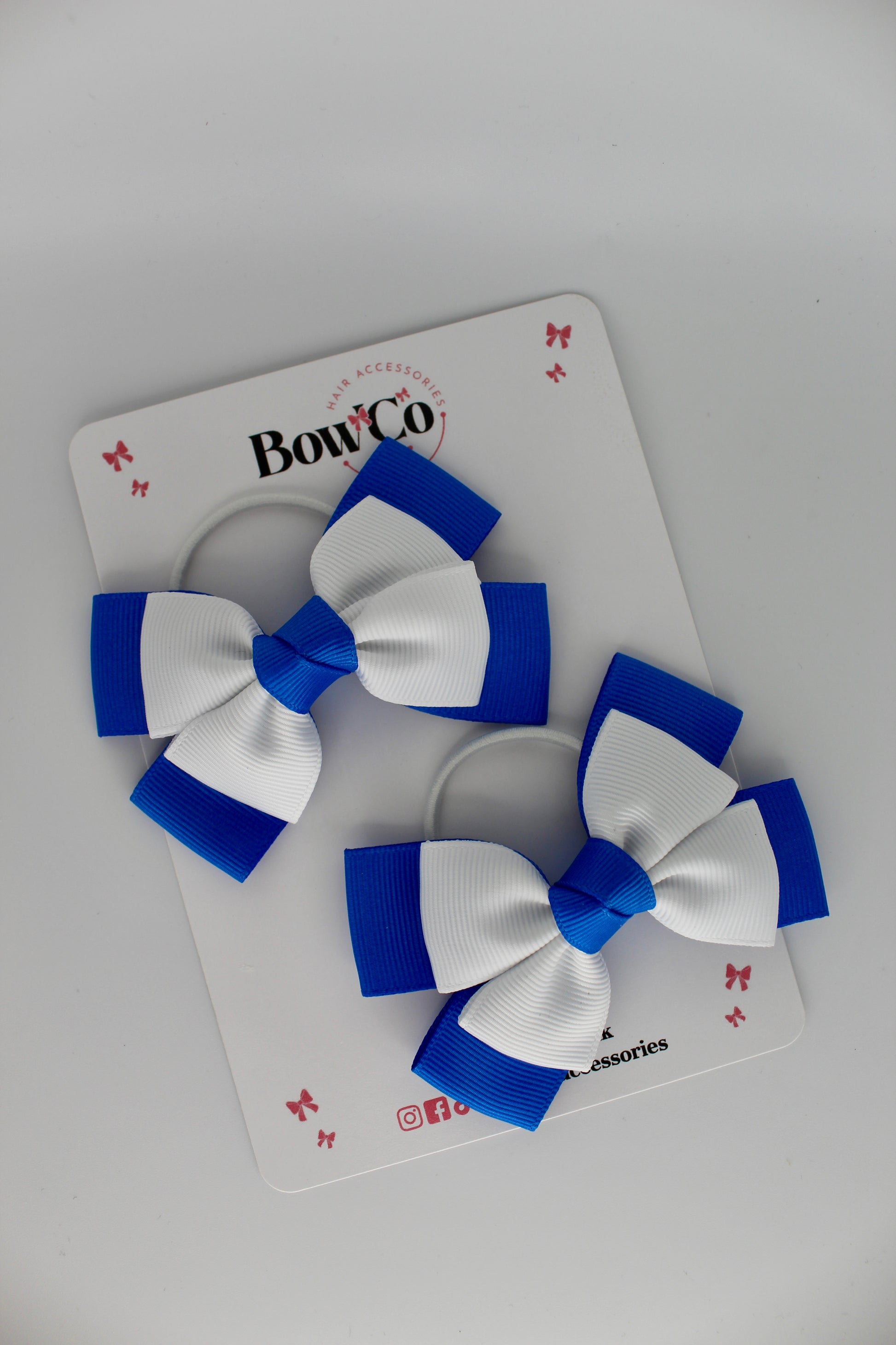 Layer Bow Set - Elastic - Royal Blue and White